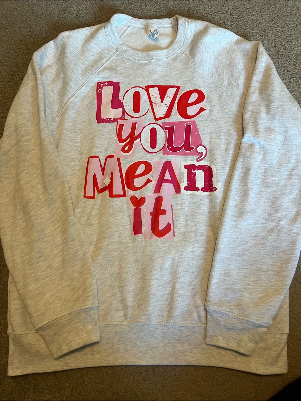 Bella Canvas Grey Sweatshirt with Pink & Red Graphic